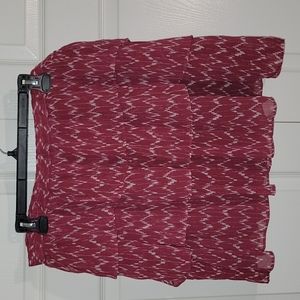 Gap western ruffle skirt maroon, white pattern size XL